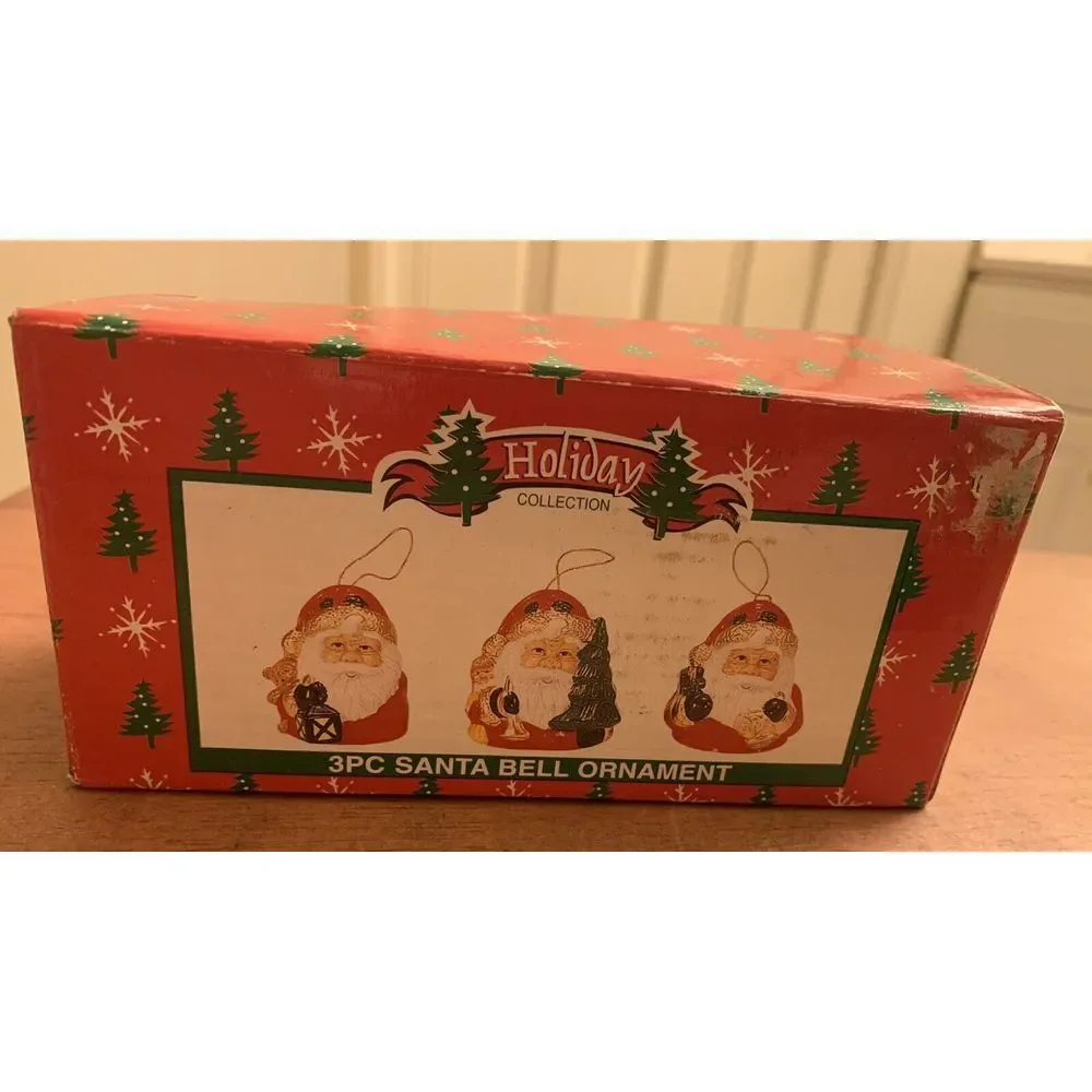 Vintage 3 PCS. Santa BELL ORNAMENTS‎